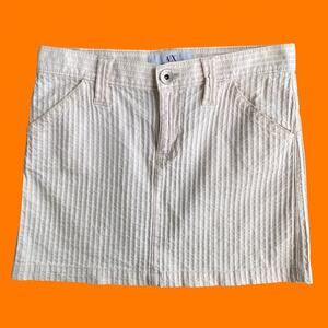 00's vintage cream striped 100% cotton y2k low rise micro mini skirt Size 0